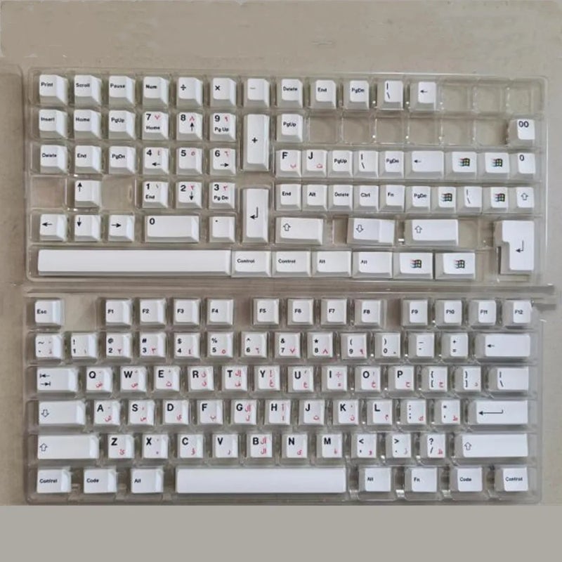Bluejw White Black Arabic Keycaps - Dye Sub PBT, 141 Keys, Cherry Profile - Gaming Keyboard Keycaps Set for 64/87/104/108 MX Switches - Image 1